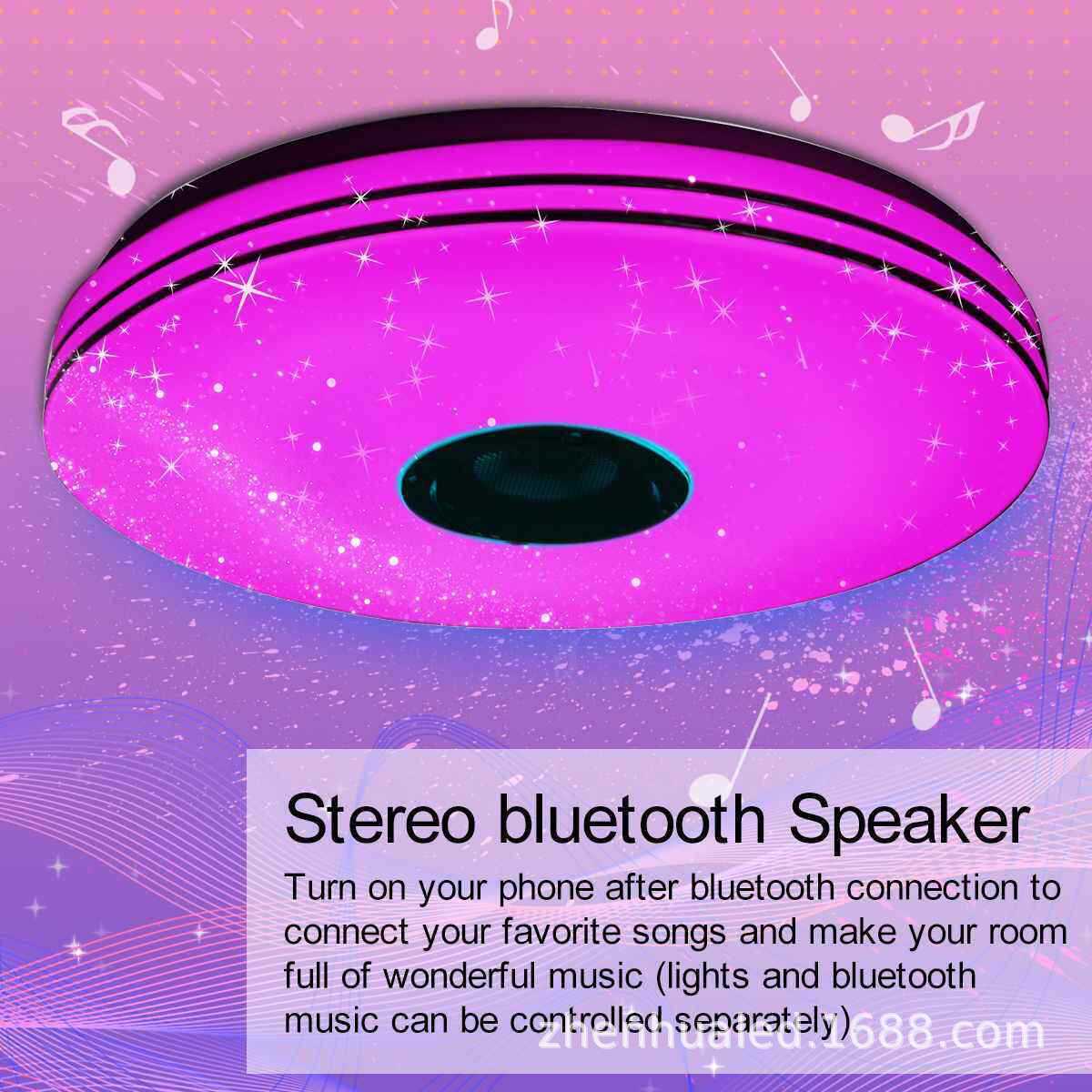 Sala de Estar Flkl Bluetooth Música Quarto Teto Controle Aplicativo Inteligente Quente Moderno Rgb Circular Led Luz 3 Luzes e Iluminação