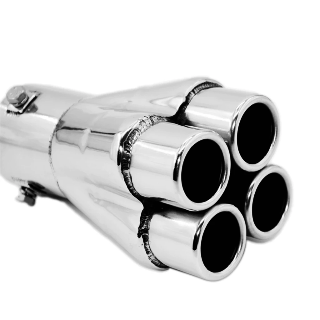 57mm Car Exhaust Pipe Muffler Tail Tip Silencer Stainless Steel 155mm Silver
