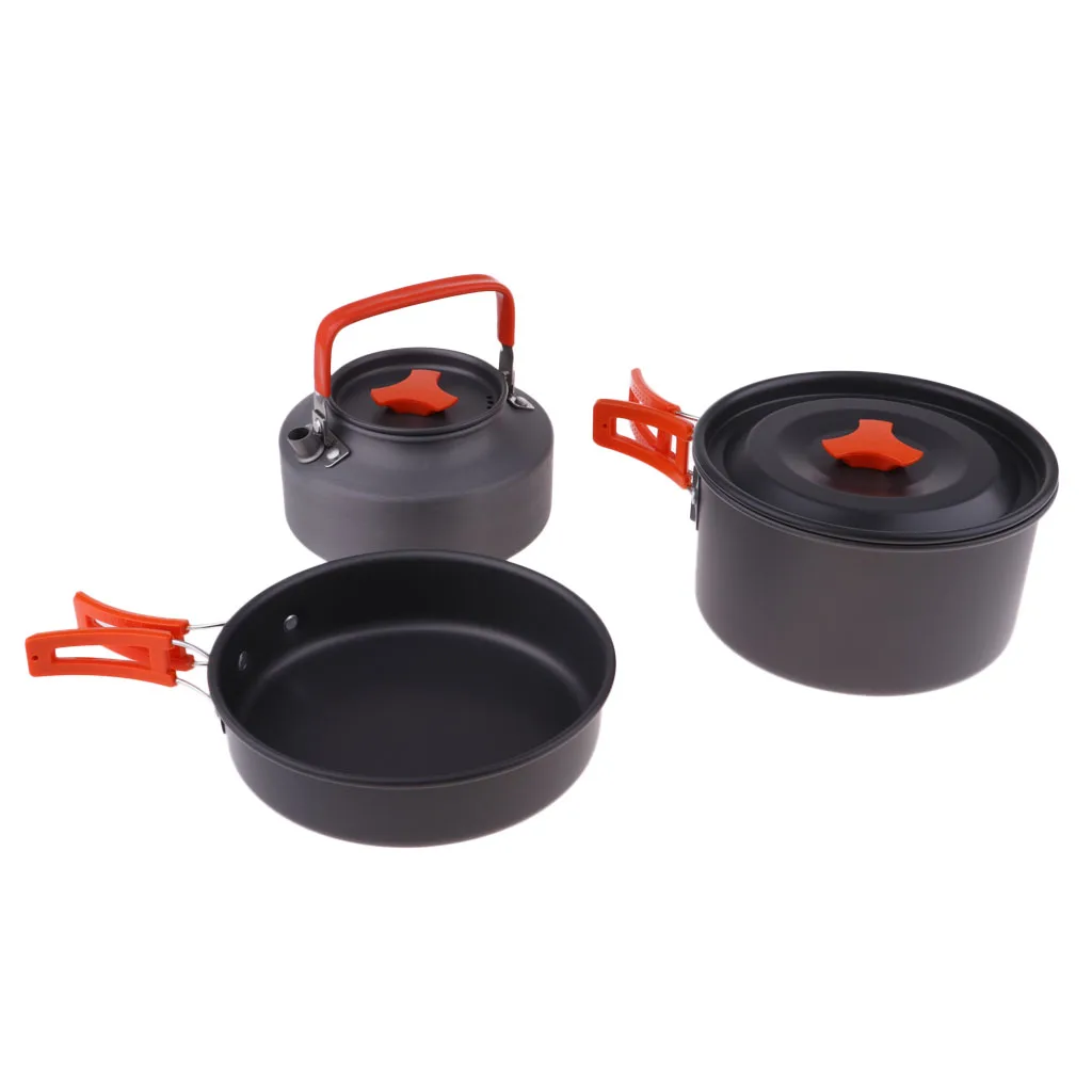 Folding Non Stick Noodle Water Pot Pan Kettle Backpacking Cook Cookware Set
