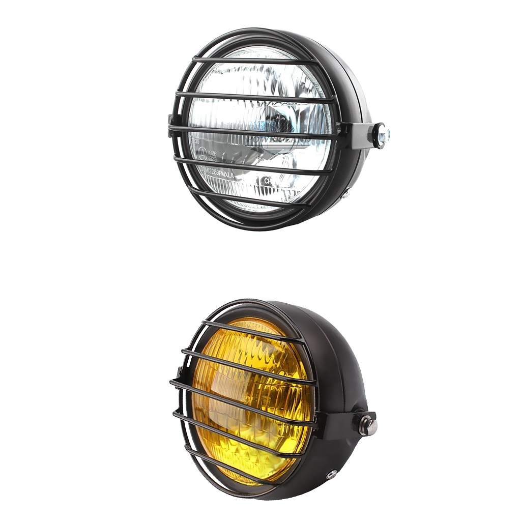 Retro Motorcycle Headlight with Grille Cover for CG125 GN125 High performance correct curved lens Head light with grill cover