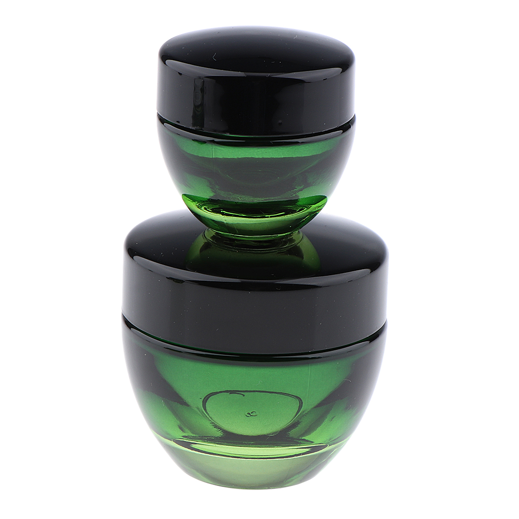 Set of 2Pcs, 15/50 Gram, Empty, Glass Makeup Cream Jars, Lotion Bottles, Cosmetics Containers, Refillable ( Ombre Green Color)