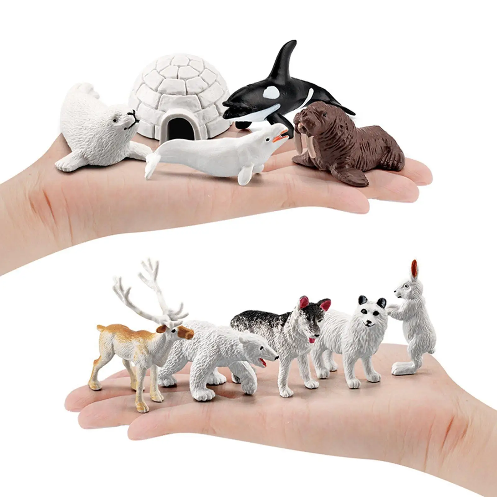 Set of 20 Arctic Animal Model Toys Miniature Statue Birthday Ornaments