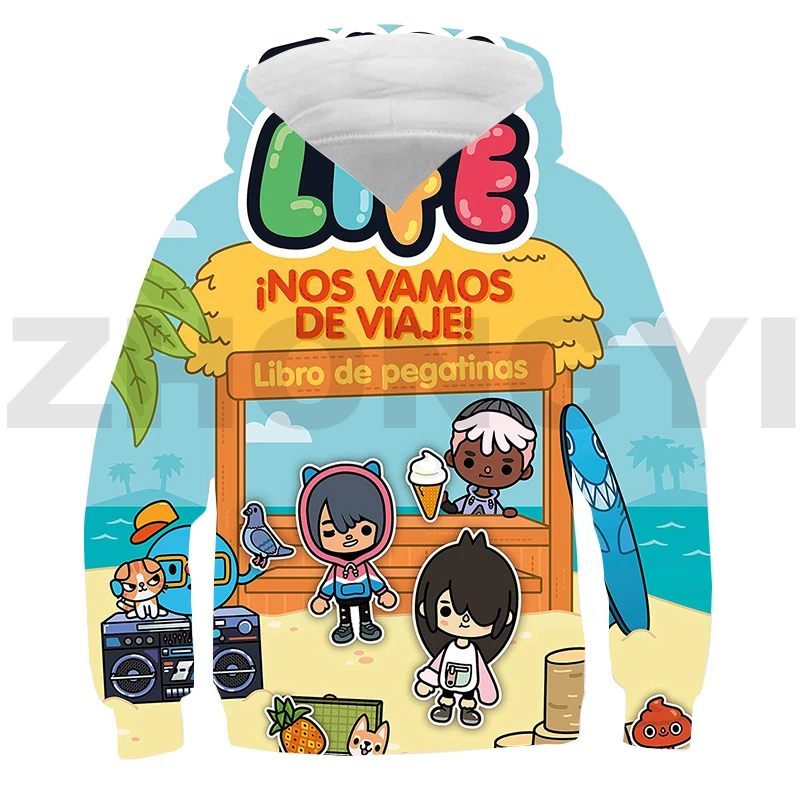 moda crianças jogo toca vida mundo hoodie adolescente anime toca boca moletom oversized pulôver crianças streetwear