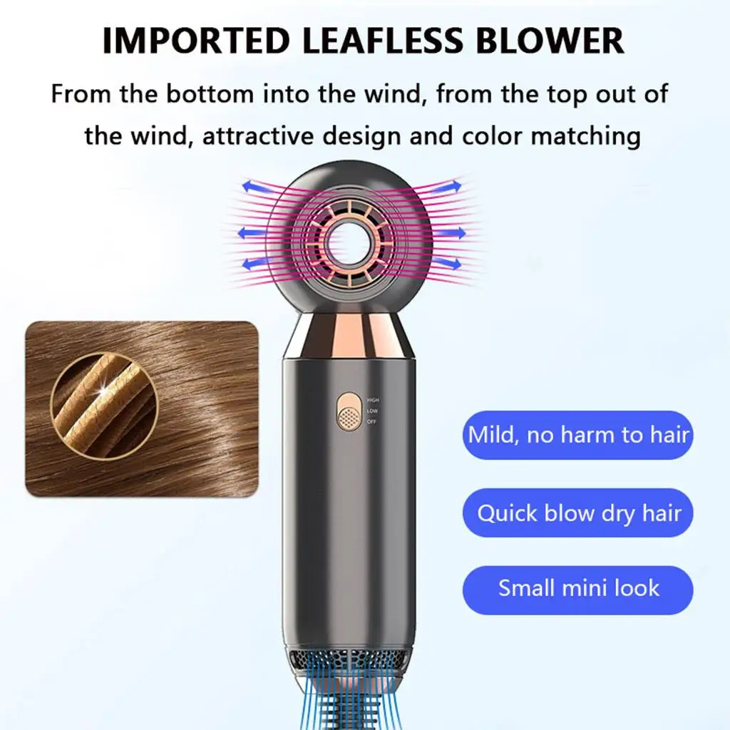 Electric Hair Dryer Leafless Professional Dual Ionic Technology Hammer Diffuser Blow Dryer for Curly Hair Hair Care Home Hotel