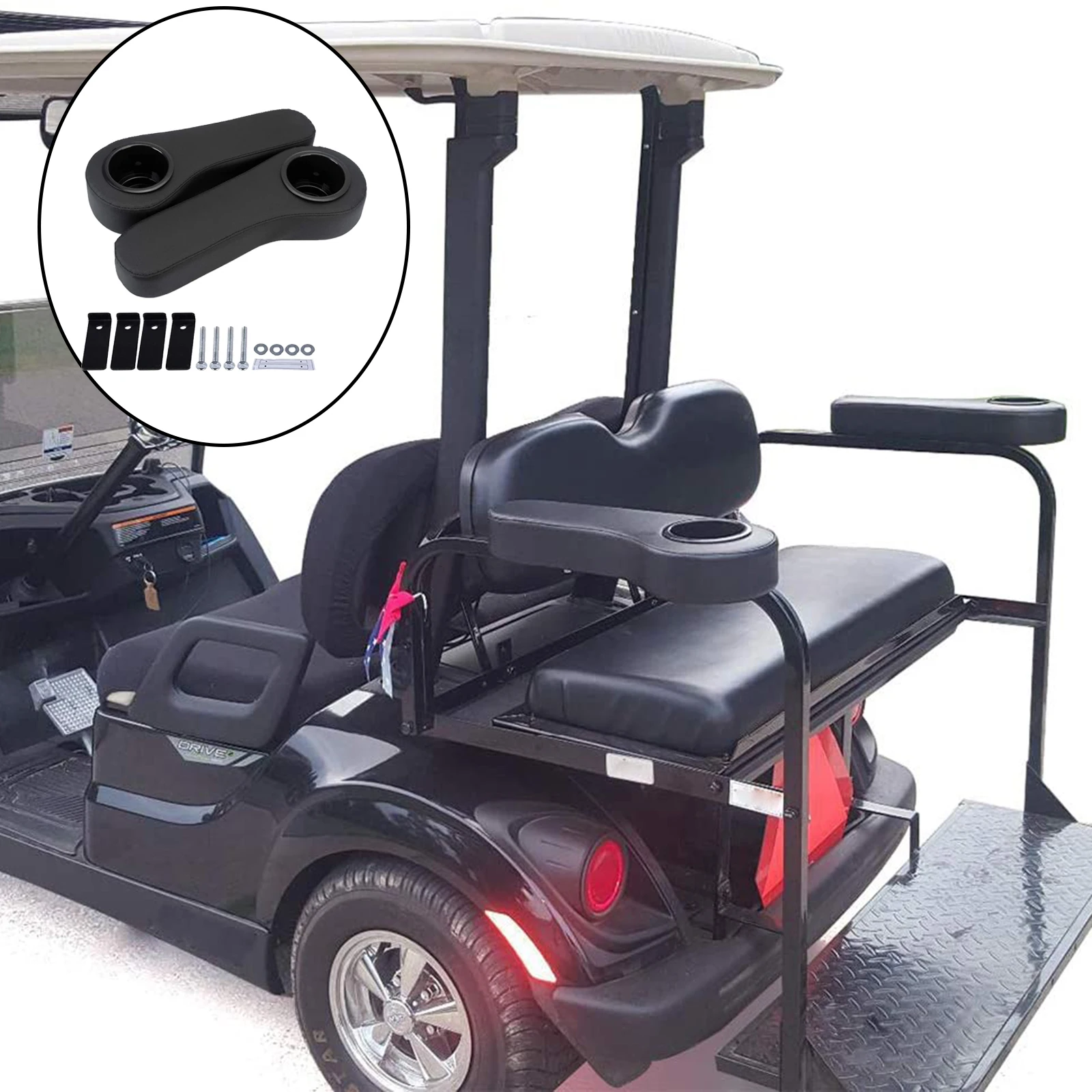 Universal Golf Cart Armrest Cushion with Cup Holder Rear Seat