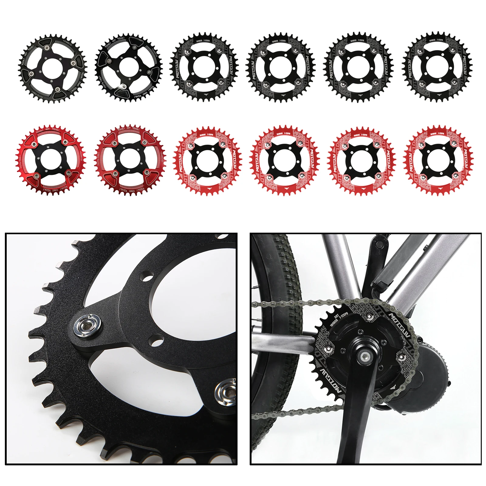 104BCD E-bike Chainring + Adapter For Bafang Mid Drive Motor Electric Bicycle Aluminium Alloy 32T 34T 36T 38T 40T 42T