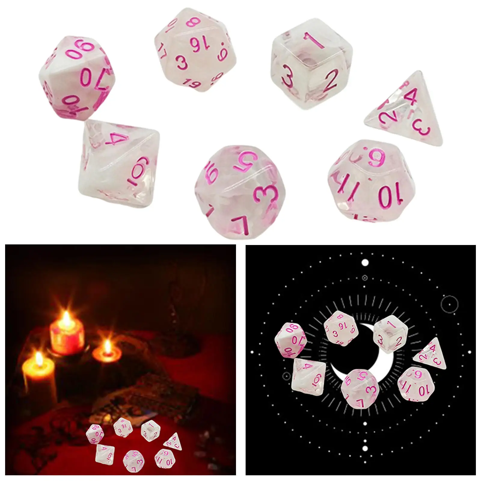 7 Pieces Acrylic Multi Sides Dice TRPG DND Games Board Game Polyhedral Dice for DND RPG MTG Bar Toys War Game Table Game
