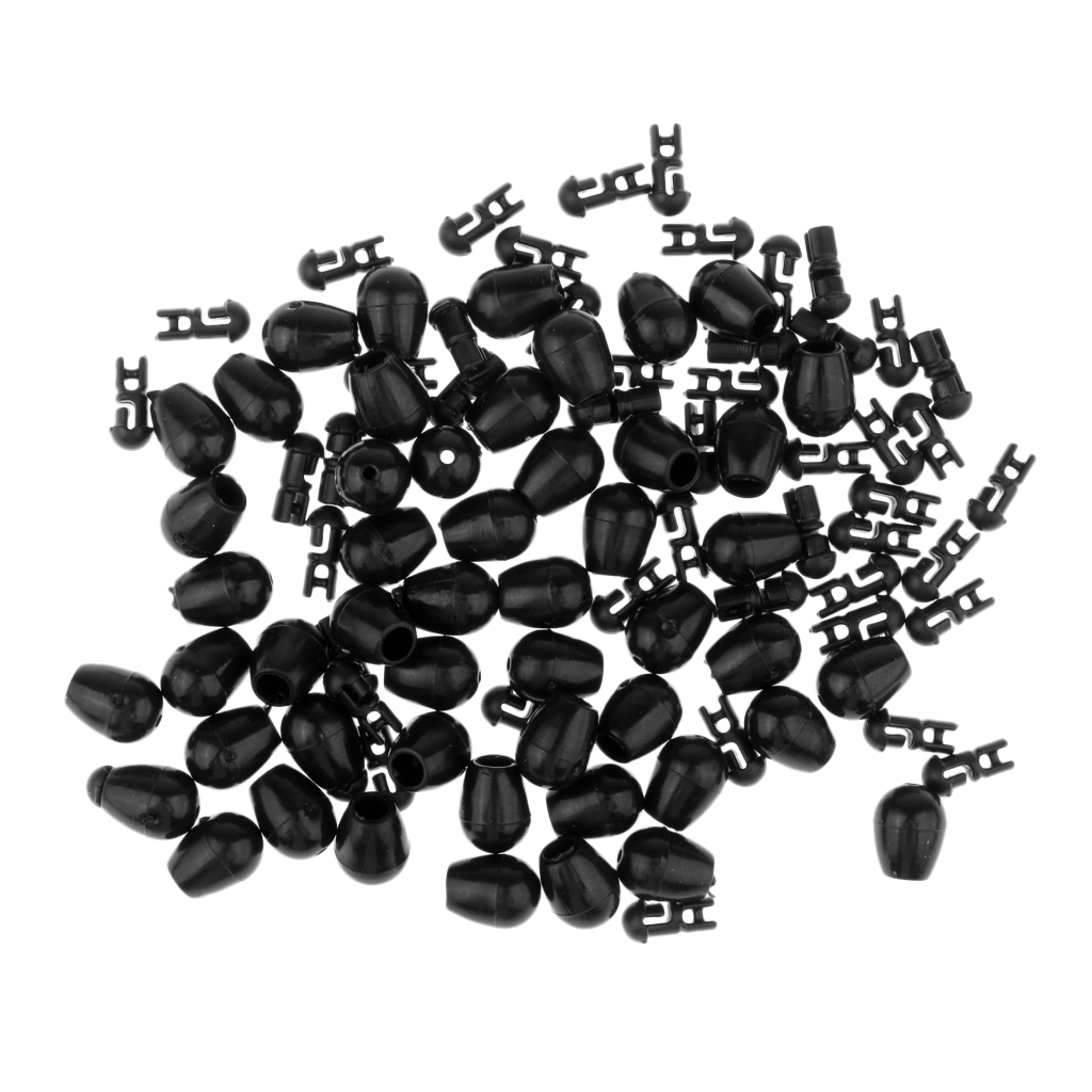 50pcs Quick Change Beads Carp Match Fishing Tackle for Hook Links Method Feeders, Black