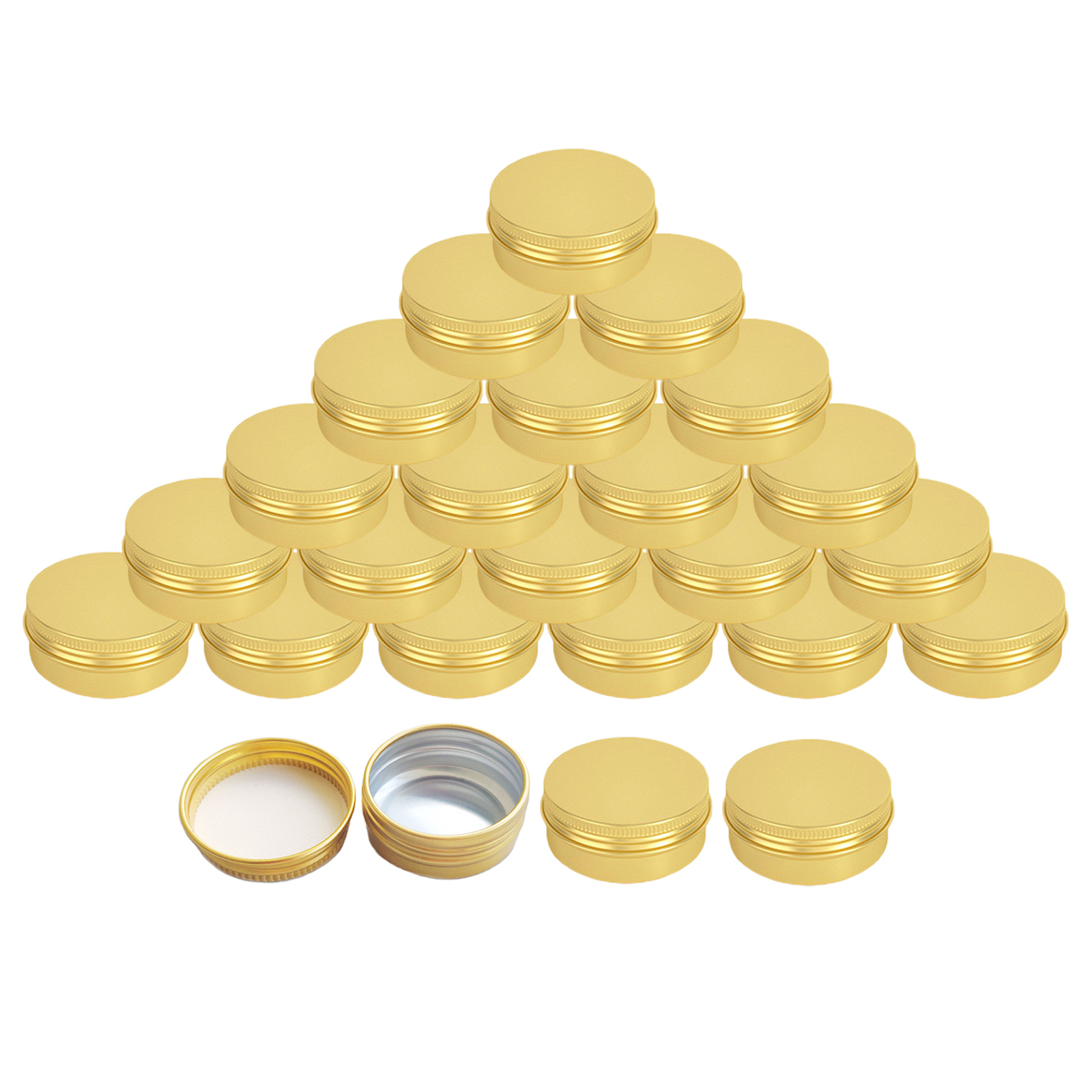 24Pcs 15ml Aluminum Round Empty Refillable Bottles Tin Cans Box Gold Cream Jar Pot Case Screw Thread Lid Lip Balm Container