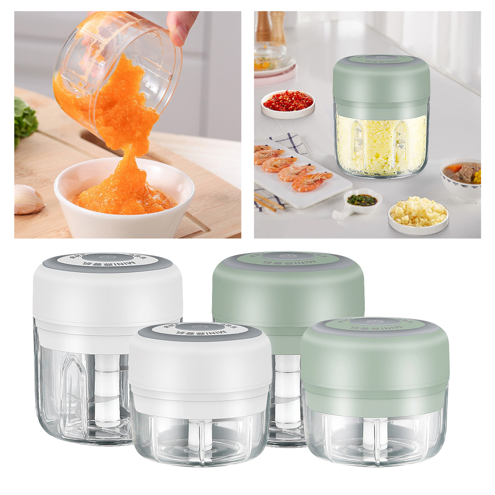Compact Electric Food Garlic Crusher Meat Grinder Vegetable Chopper Mini Food Processor, 2 sizes Available