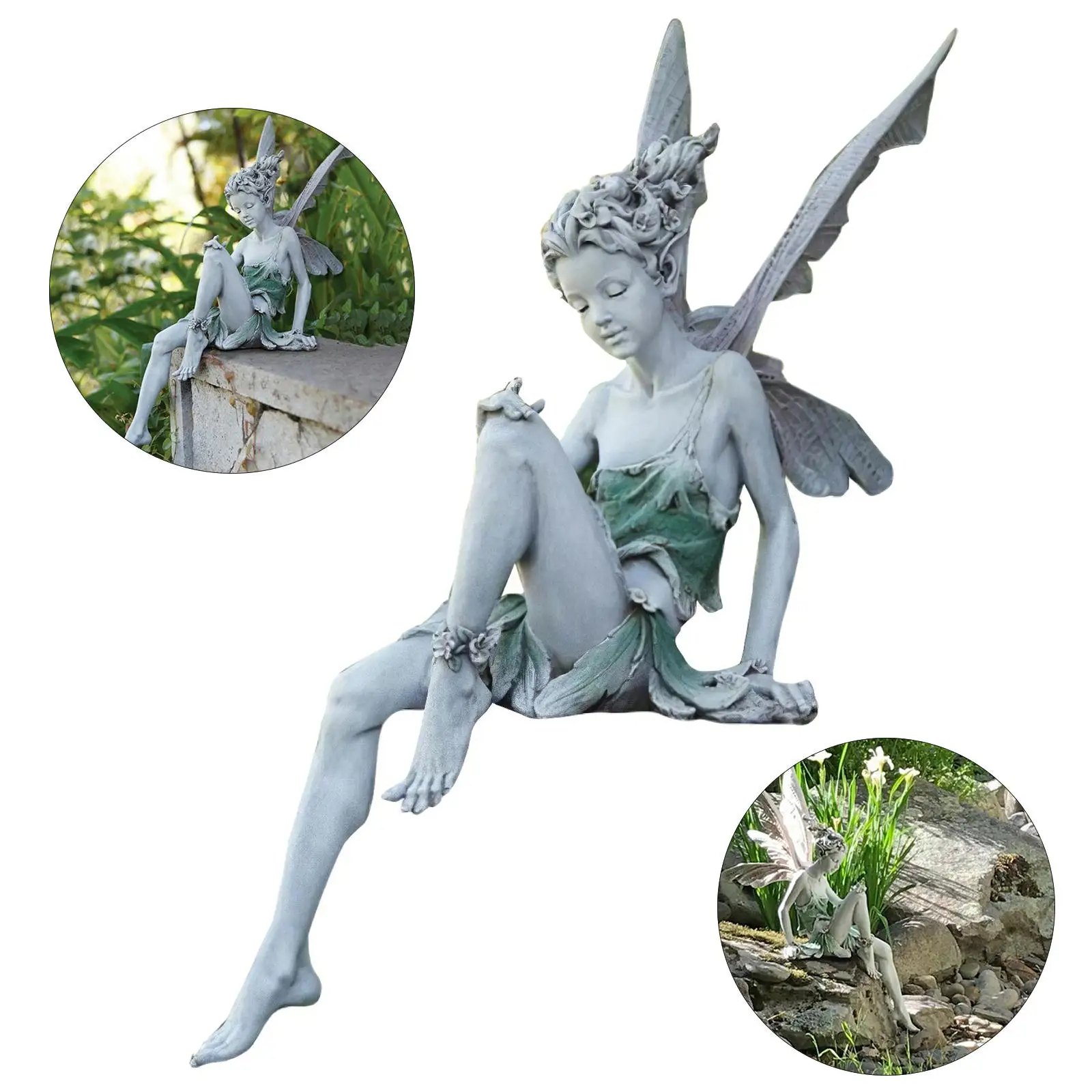 Garden Fairy Statue 18x8x15cm Yard Ledge Decorative Figurine Home Shelf Lawn Patio Backyard Angel Weatherproof Sculpture Craft