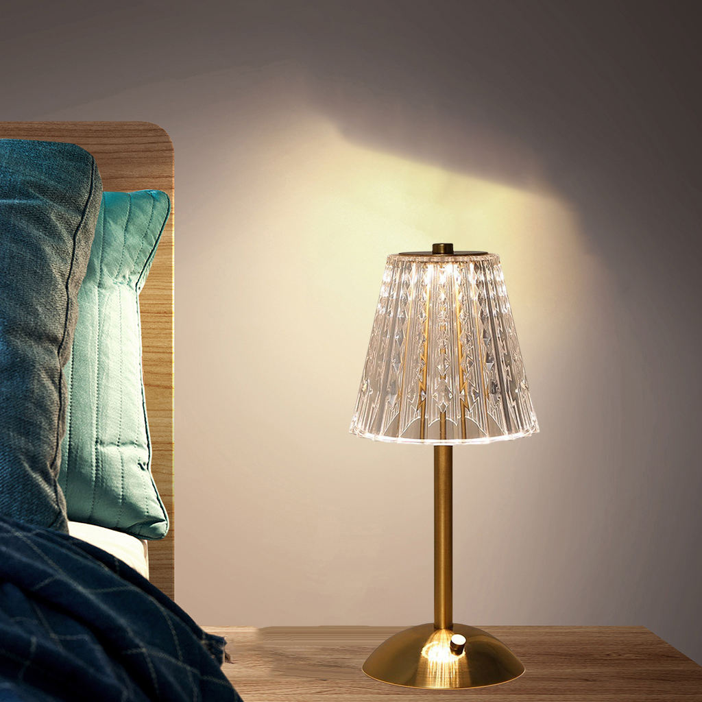 Crystal Bedside Table Lamp LED Touch Control for Decorative Dining Room