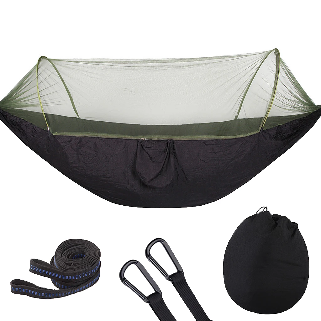 Portable Parachute Outdoor Camping Hammock with Mosquito Net Straps Carabiners