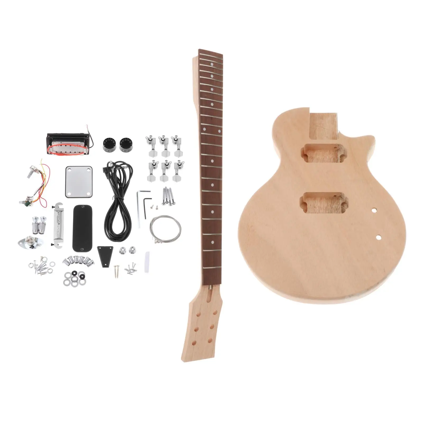 Professional Unfinished DIY Electric Guitar Kit Mahogany Body & Neck Rosewood Fingerboard Set for  Guitar Luthier Music Lovers