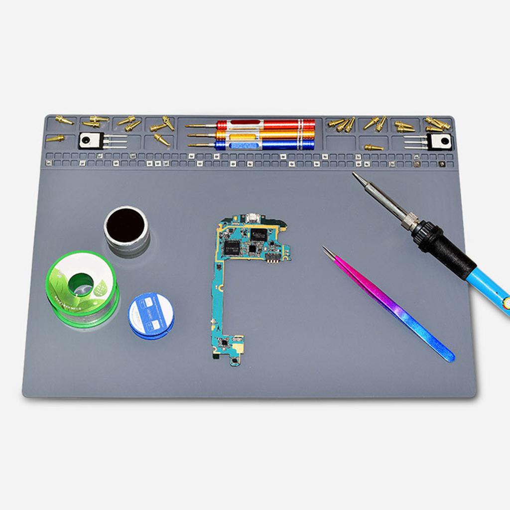 Silicone Soldering Mat Solder Pad Magnetic Mat Screw Position Soldering Work Station Mat Computer Repair Heat-Resistant Pad