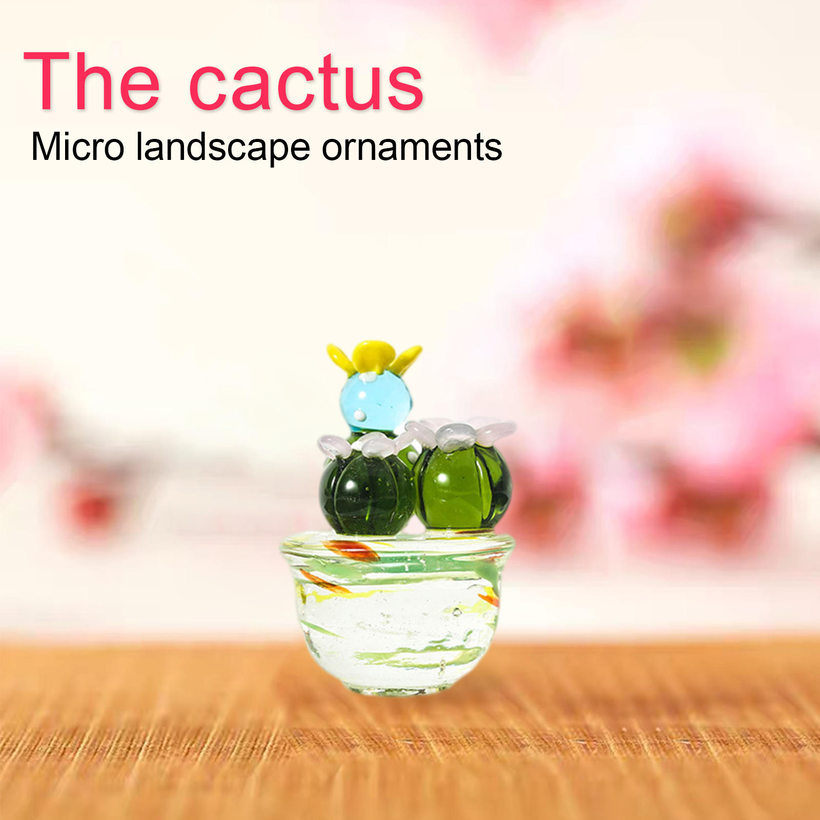 Artificial Glass Cactus Table Mini Potted Succulent Creative Desktop Decorations Tropical Plants Craft for Dining Home Garden