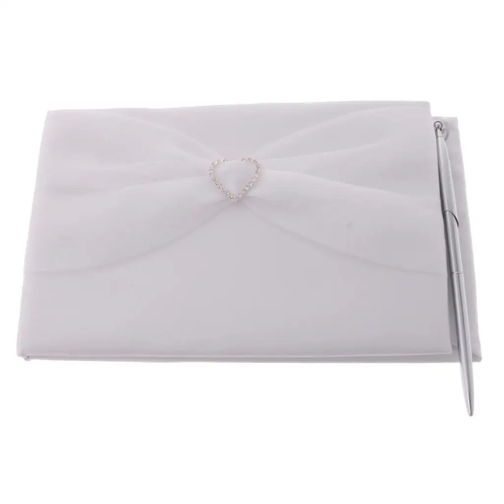 Elegant Wedding Guest Book and Pen Set with Tulle Crystal Decor Party Supplies