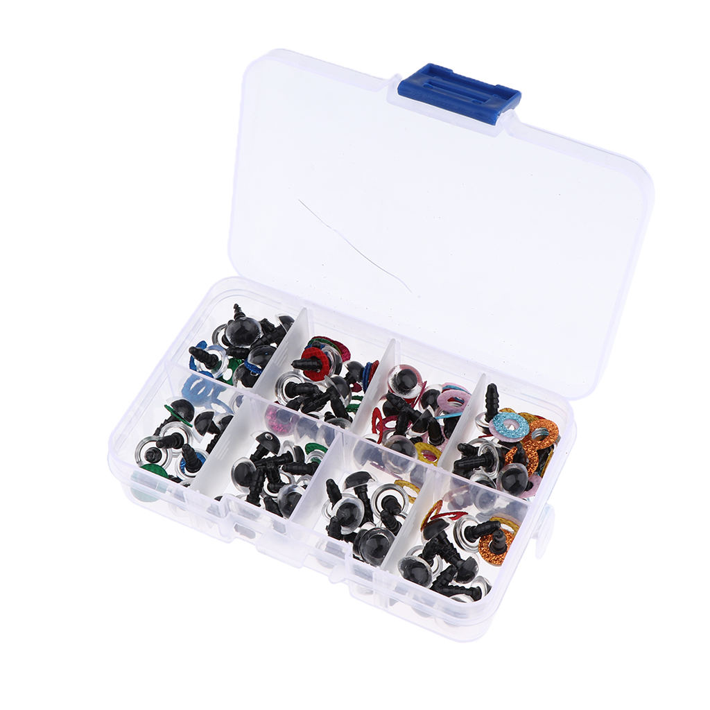 80 Pieces Safety Eyes with Glitter Nonwoven and Washer for Stuffed Toy 10mm
