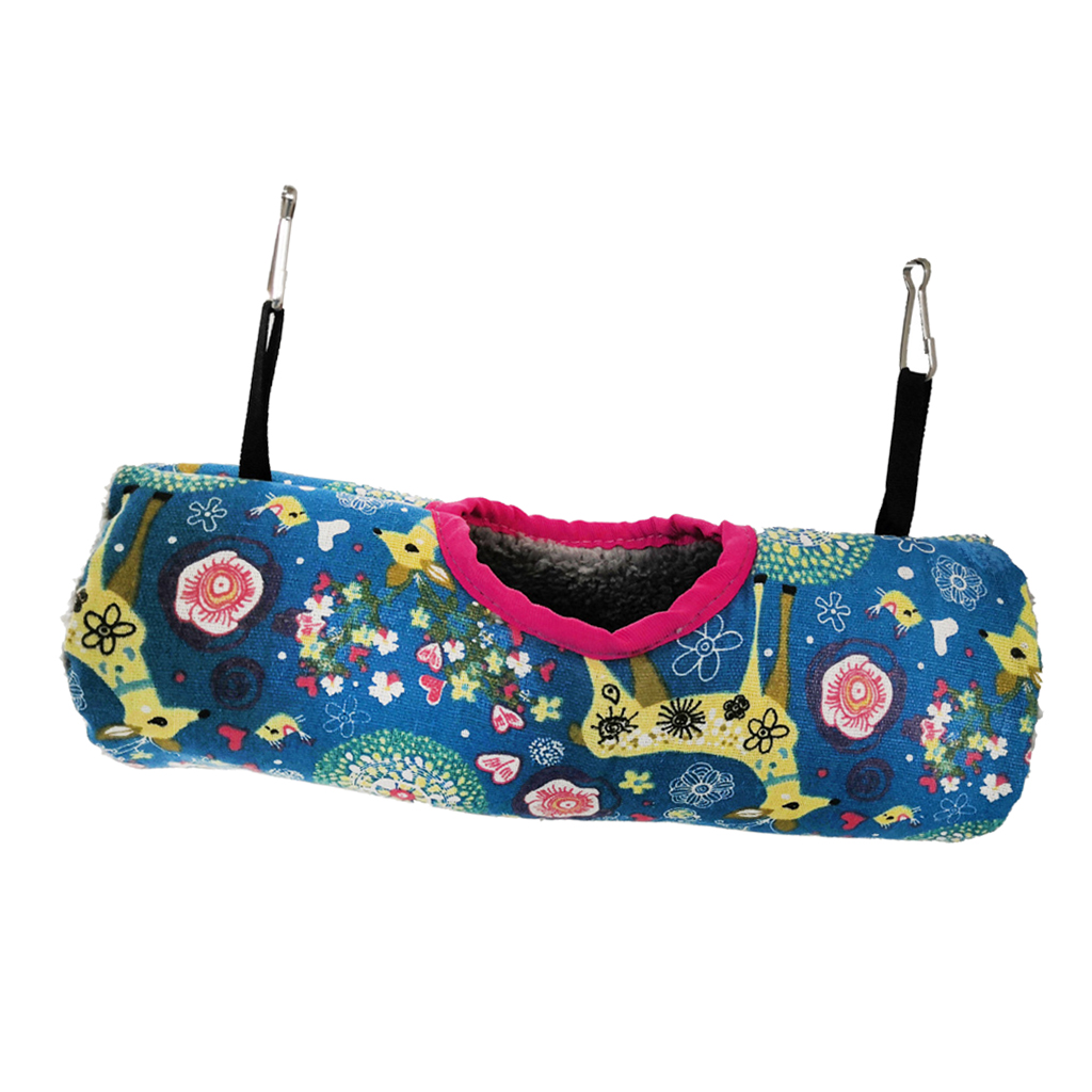 Small Pet Tunnel Tube Hammock Toy Cave Hut for Hamster Sugar Glider Blue