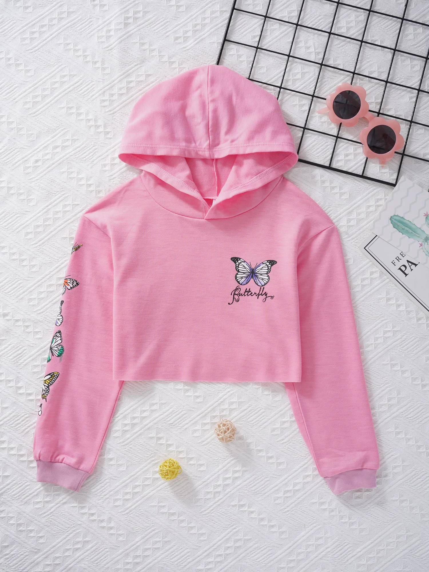 Hip Hop Girls Clothing Kids Hooded Sweatshirt Cotton Long Sleeves Cropped T-Shirts Tops Modern Jazz Dance Gym Workout Clothes baby hooded shirt