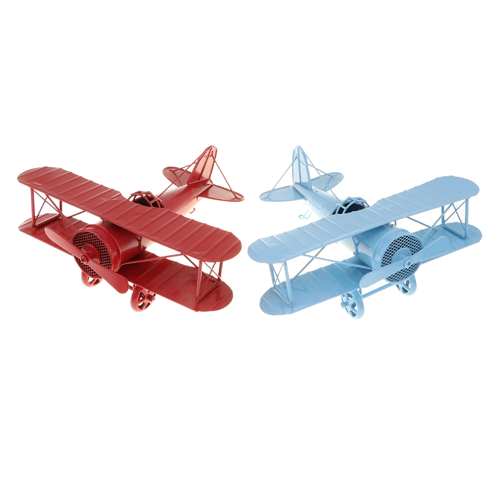 Mini Iron Decorative Airplane Vintage Biplane Model Collectible Home Decor