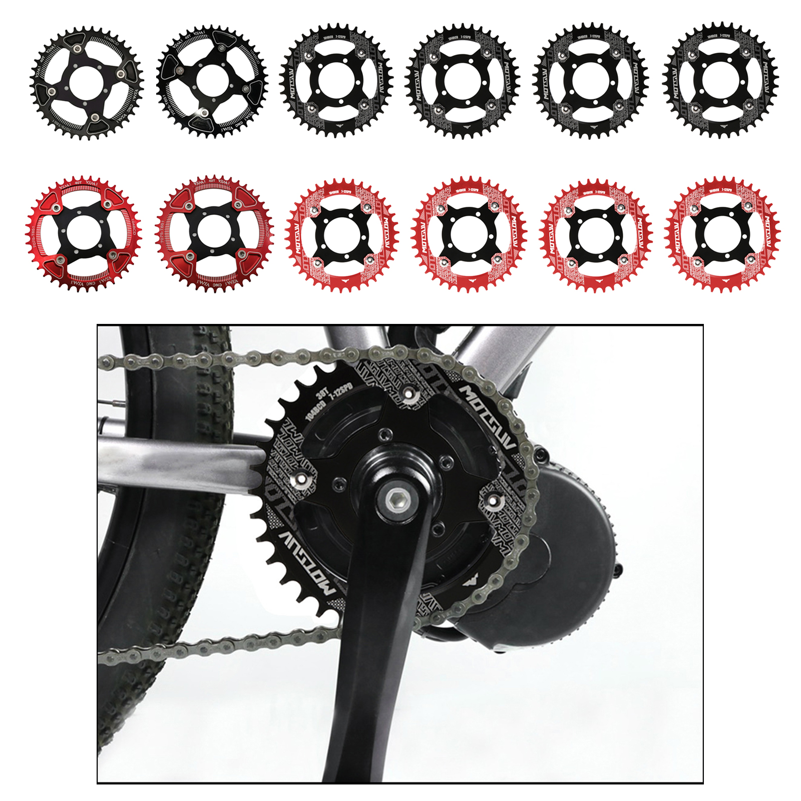 Electric Bicycle E-bike 104BCD Chainring + Adapter For Bafang Mid Drive Motor Sprocket Wheel Aluminium Alloy Durable Parts