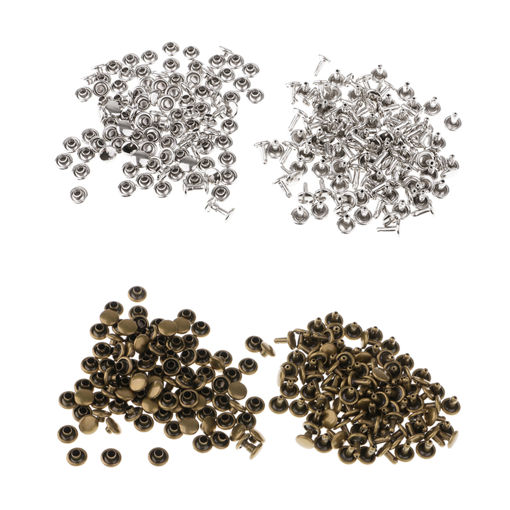 200 Set Double Cap Round  Rivet Studs Buttons for Leather Craft Jeans Bags Clothes