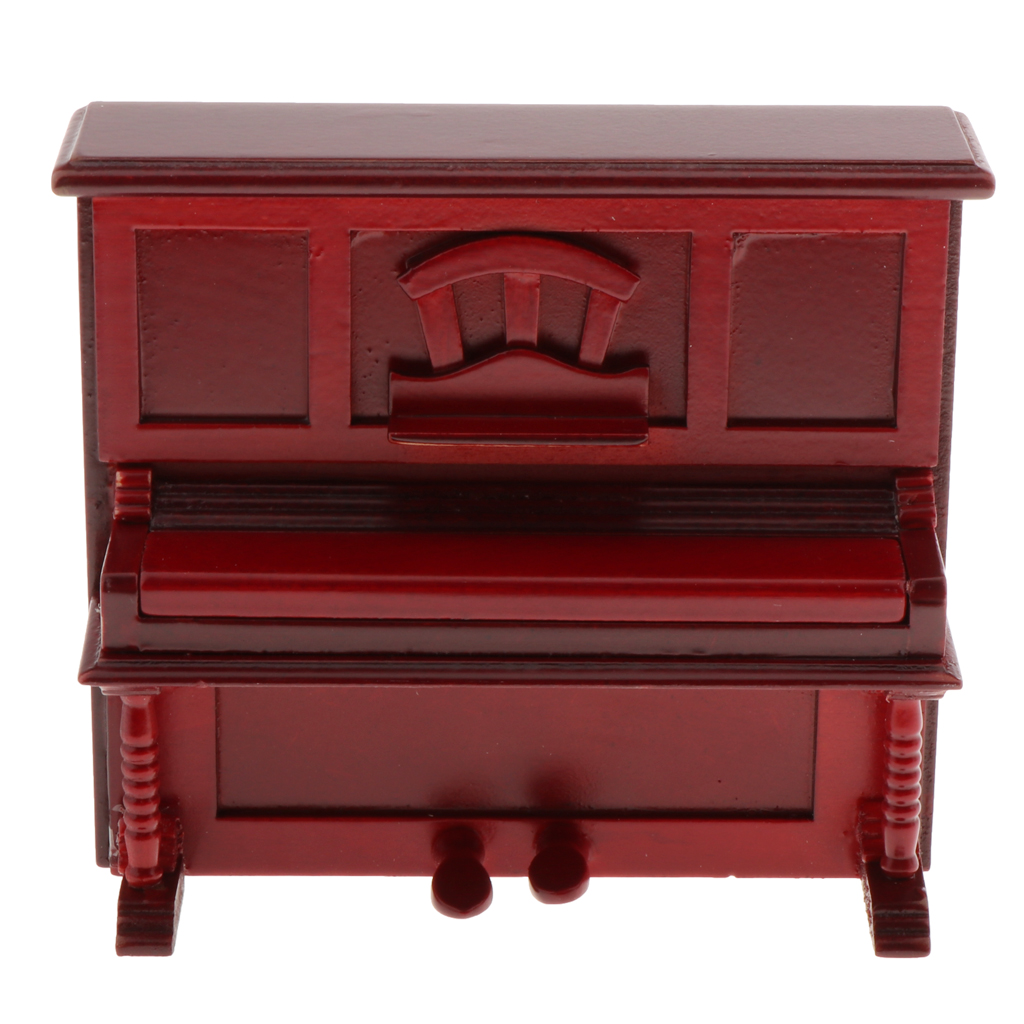 1/12 Dollhouse Mini Upright Piano Play Instrument Ornaments for Music Room