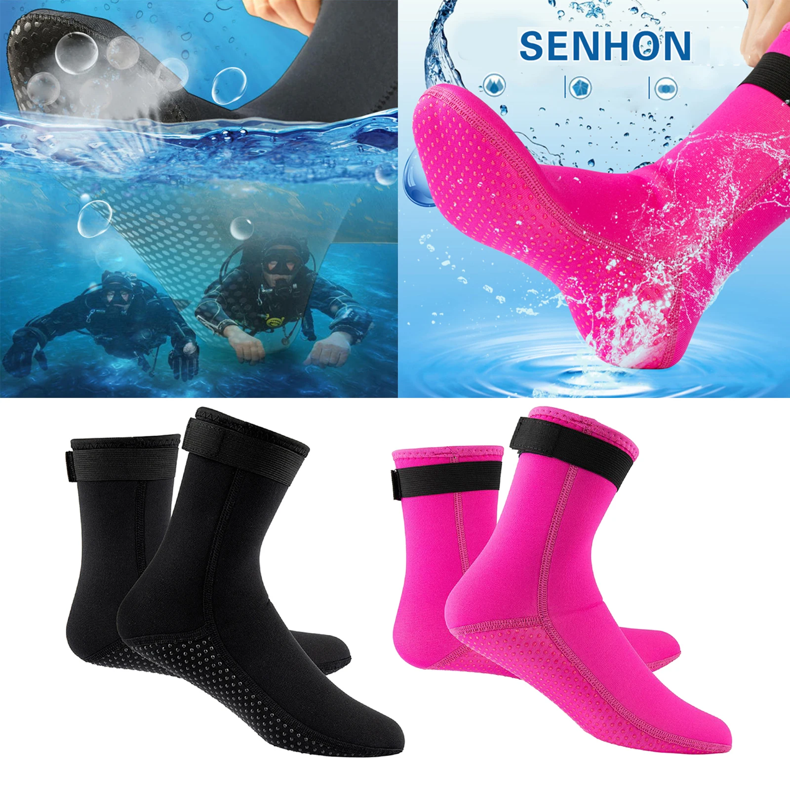 3mm Neoprene Diving Socks Wetsuit Socks Water Sport Scuba Socks Booties Swimming Fin for Women Men Running Skiing Kayaking