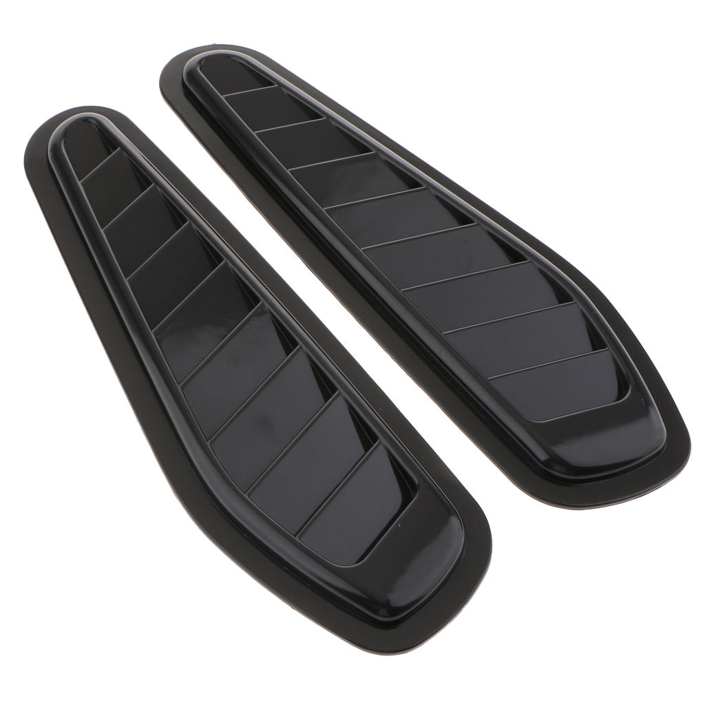 2Pcs Car Decorative Stylish Turbo Bonnet Hood Side Vent Grille Cover Black