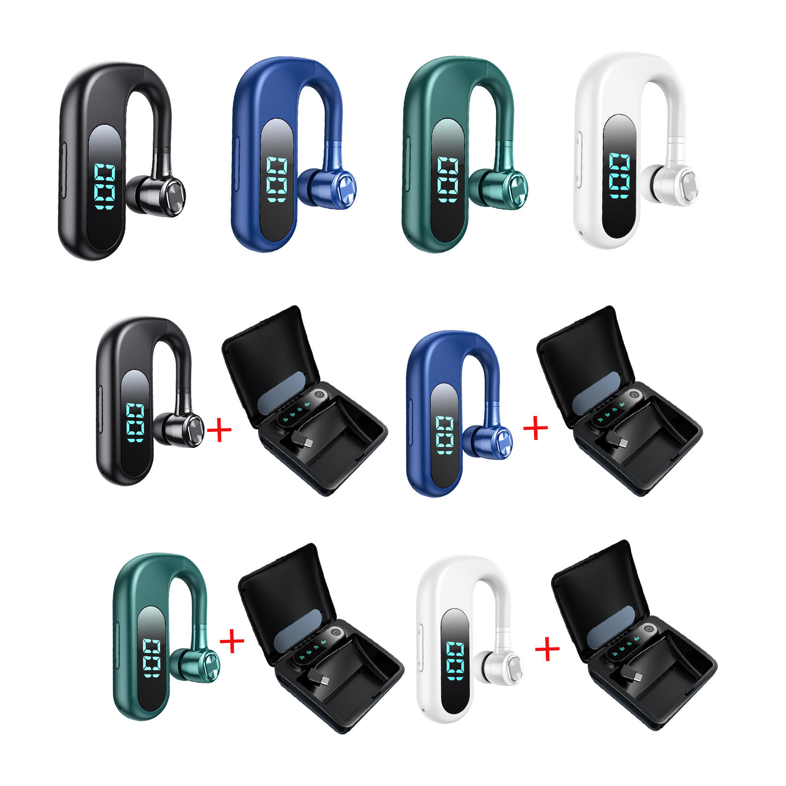 Bluetooth 5.2 Earphone Headphone Unilateral NFC Multipoint Connections Stereo Surround Waterproof Handsfree with Ear Caps Earbud