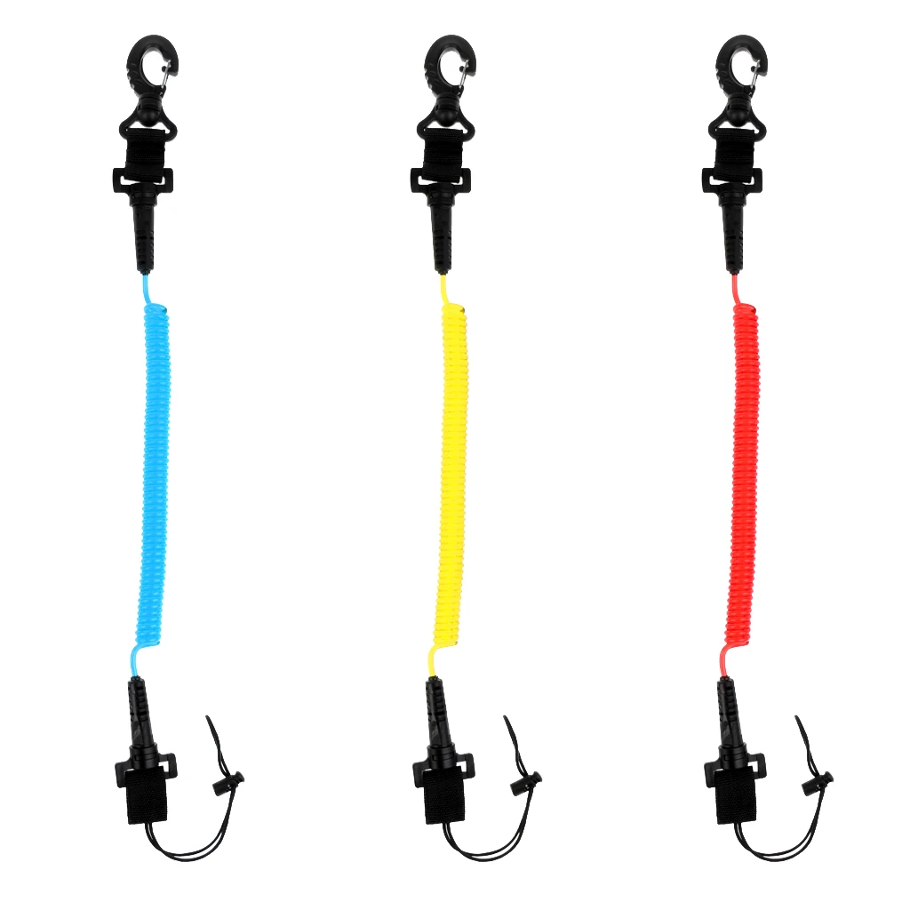 MagiDeal Surfboard Kayak Coil Paddle Leash Diving Accessories Lanyard Cord Blue/Red/Yellow