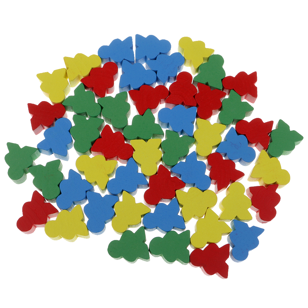 MagiDeal Novelty 50Pcs Assorted Color Human Shape Wooden Chess for Kids Board Game Educational Toys Gifts 24 x 19 x 9 mm Multi