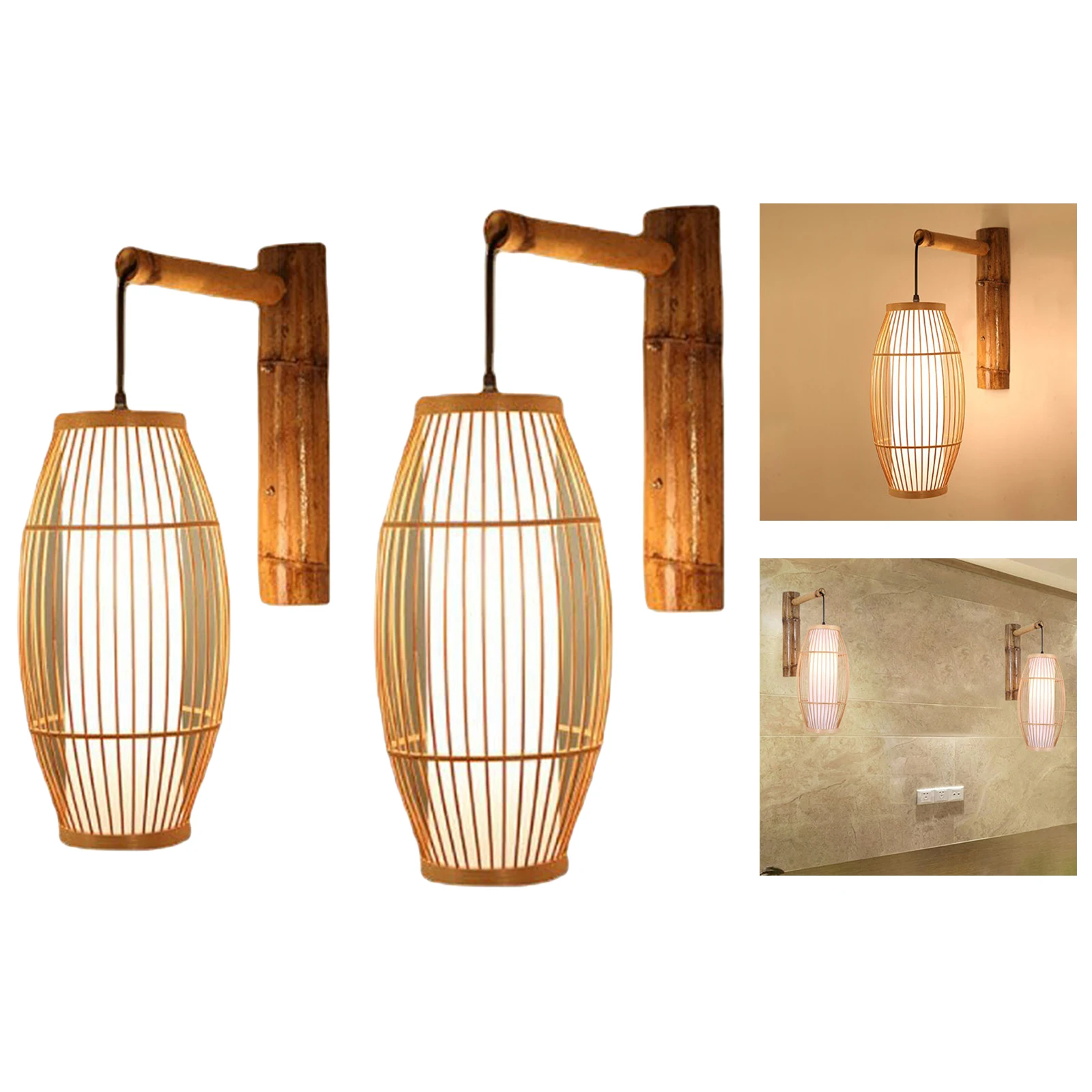 Chinese Style Bamboo Wall Chandelier Decor Weave Decorative Ceiling E27 Wall Pendent Lamp for Tea House Gift Zen