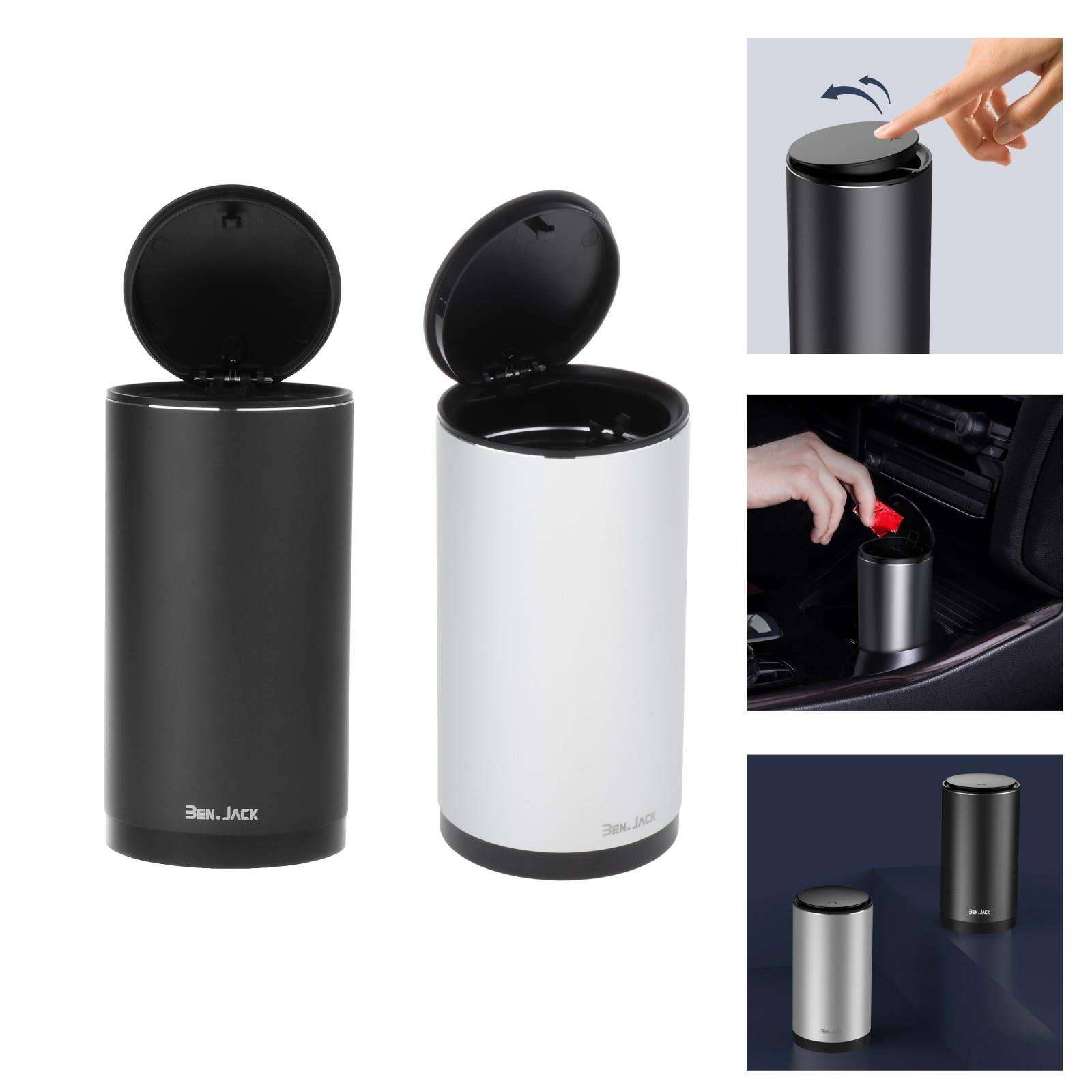 300ml Car Trash Bin Garbage Can Alloy Auto Interior Organizer Storage Bin Car Garbage Storage Can