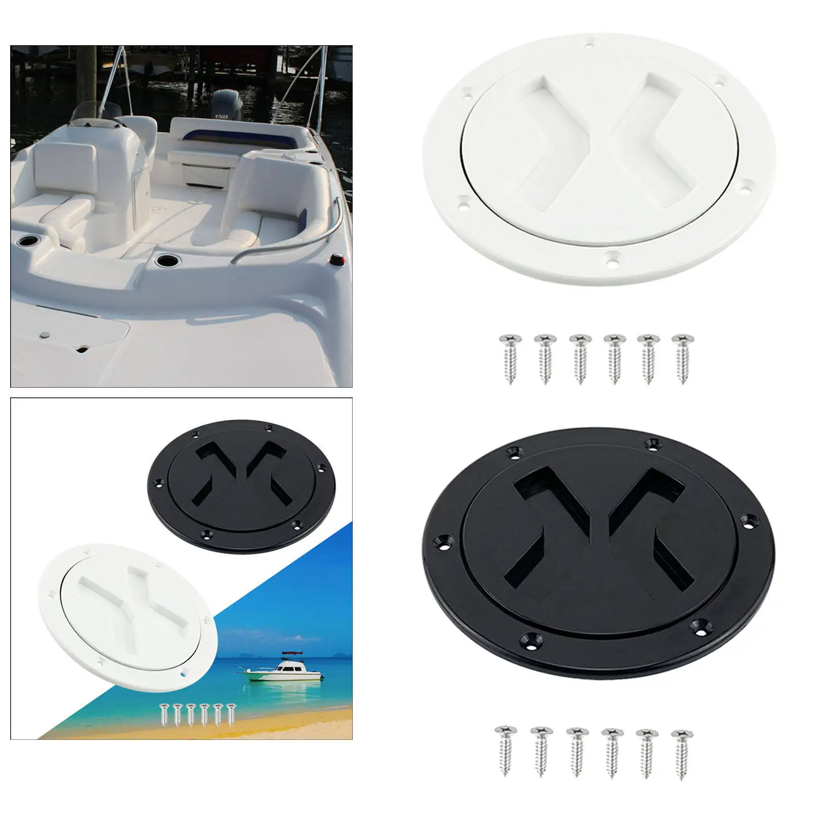 Boat 4 inch Access Port Hatch Cover Deck Plate Screw Out Anti Corrosive Fit for Marine