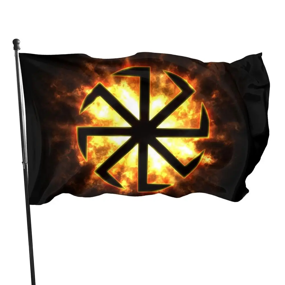 Dark Sun Norse Symbol Rune Eight Ray Flag