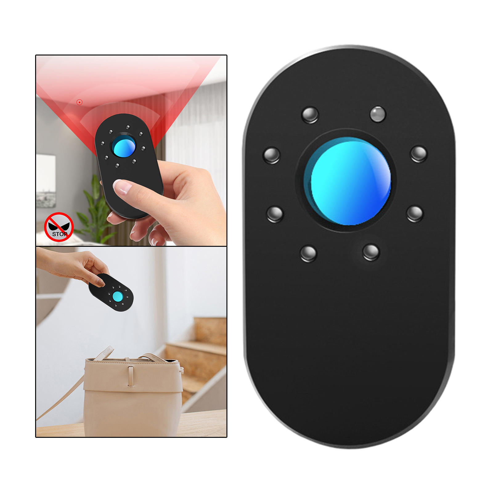 Anti Camera Detectors Scanning LED Light Lightweight Infrared Detector Bug Sweeper for Pinhole Camera Bathroom Travel