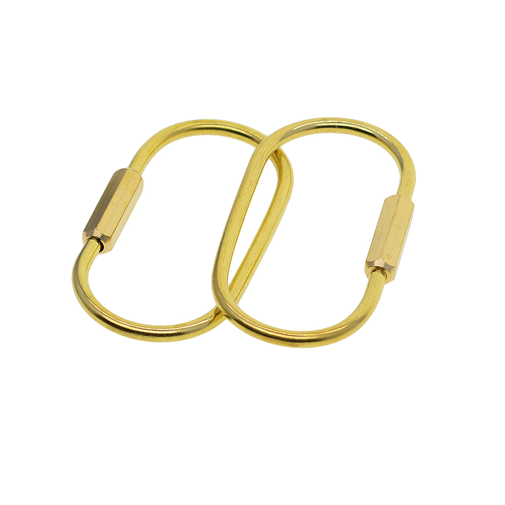 2pcs Oval Shape Keychain Key  Bras Screw Locking Key Chains Holder Rings