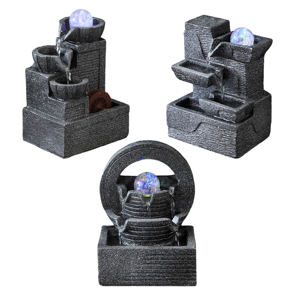 Indoor Water Fountain Waterfall Scene Tabletop Feng Shui Meditation Tabletop Desk Fountain for Home Yoga Office Spa Living Room