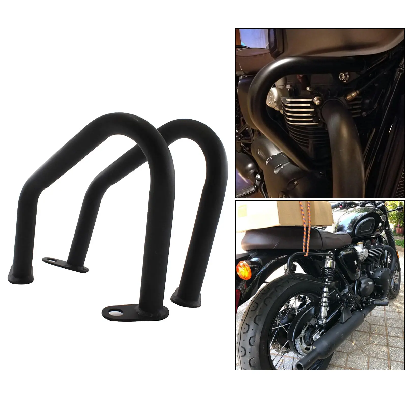 2x Black Motorcycle Engine Guard Protector Crash Bars Replacement For  Thruxton 1200 2016-2019