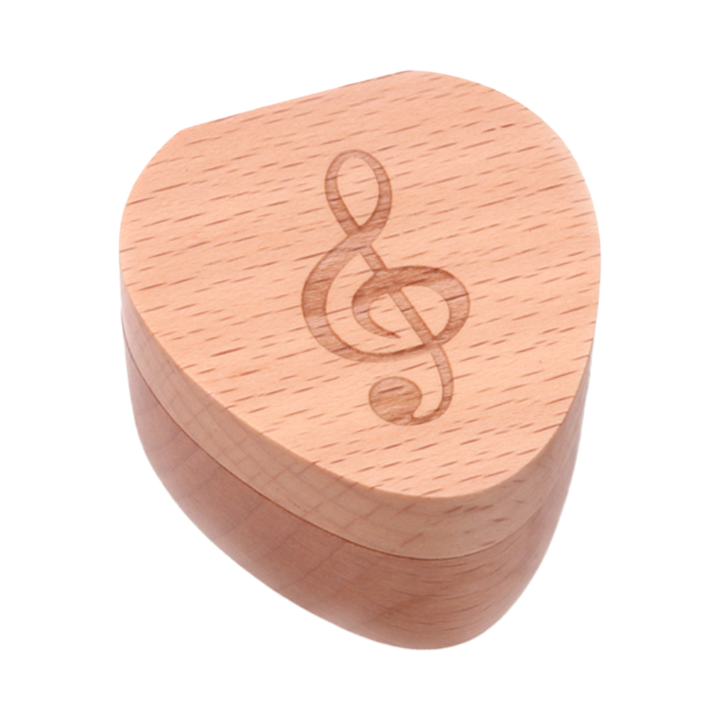 Wooden Heart Shaped Guitar Pick Holder Plectrum Box For Guitar Lovers Musical Gift