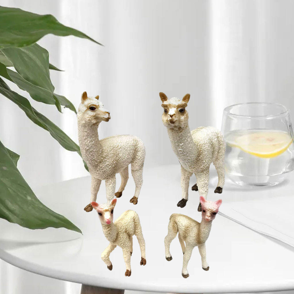 4 Pack Simulation Animal Model Farm Animals Alpaca Figurines for Christmas Birthday Gift