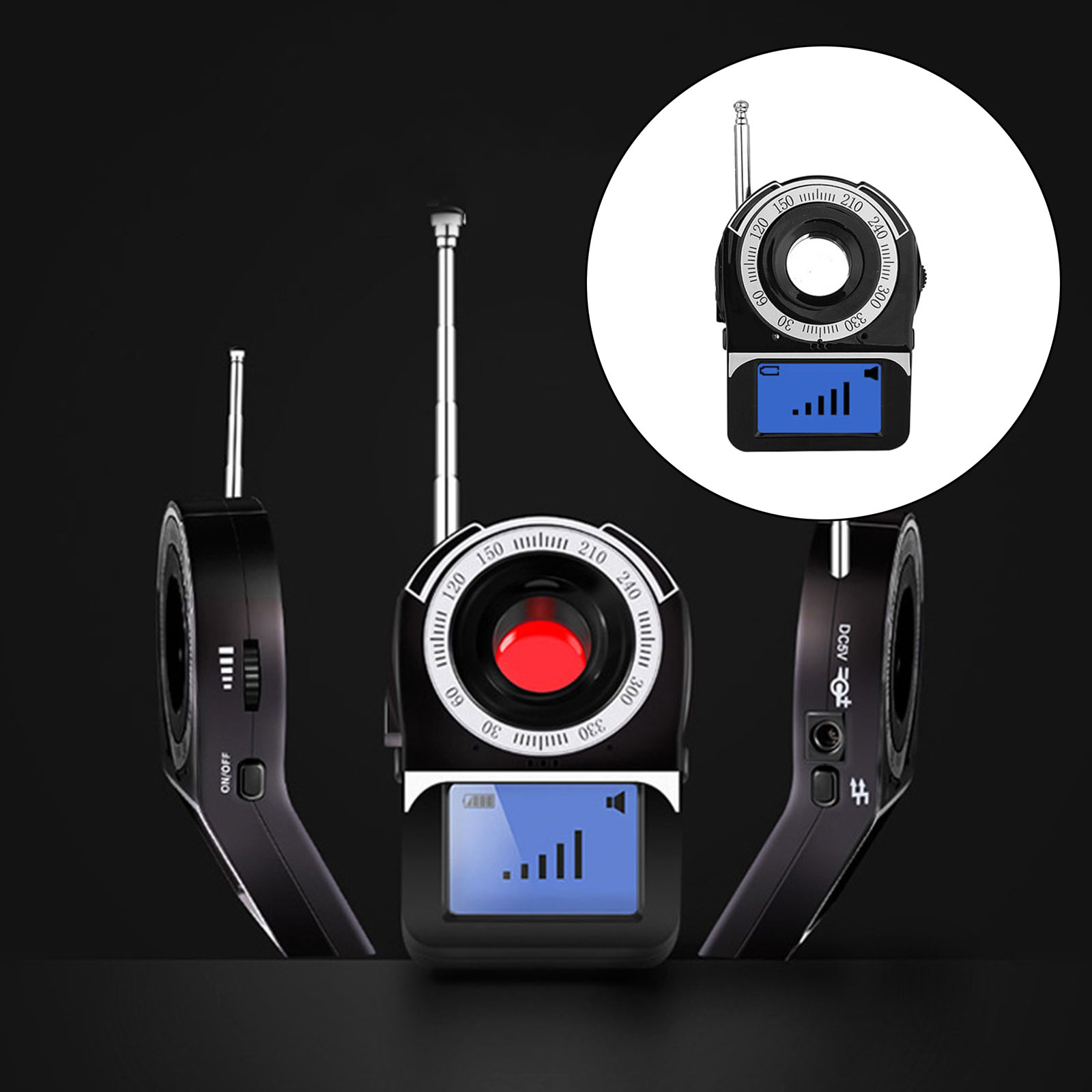 Camera Detectors Sweeper Rechargeable Bug Detector Locates Camera LED GPS Scanner RF Detector Camera Finder for Travel Bathroom