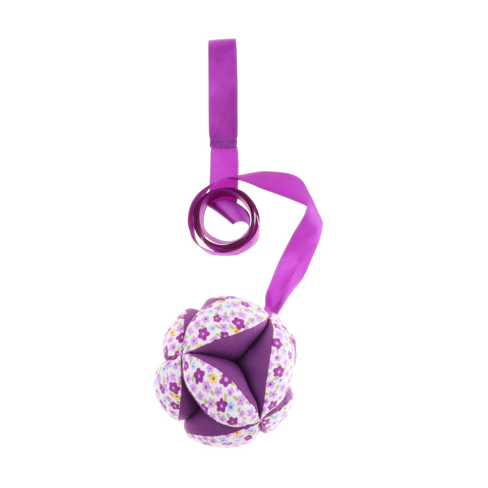 Purple Infant Fabric Soft Stuffed Rattle Ball Toddlers Newborn Hanging Catching Crib Interactive Educational Develop Toy