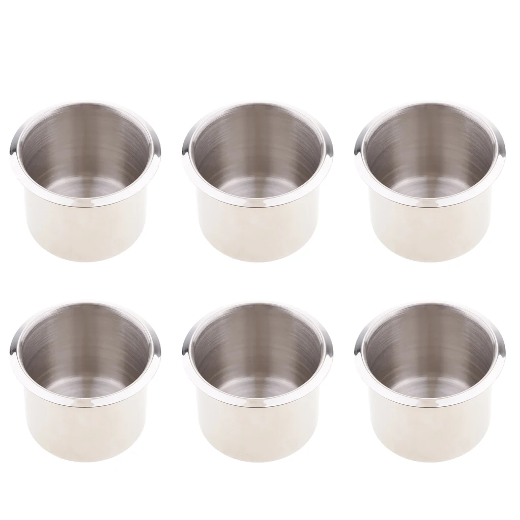 6 Packs Stainless Steel Cup Drink Holder for Marine Boat Rv Camper Table