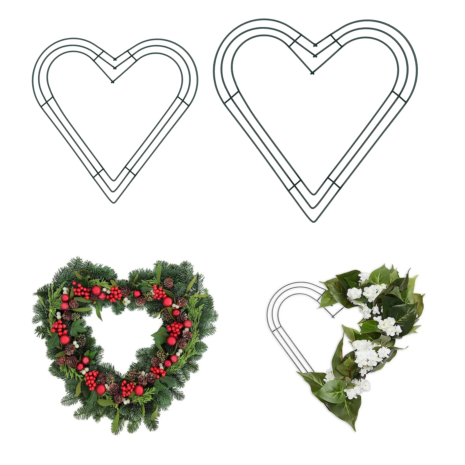 Metal Wreath Frame Ring Heart Shaped DIY Macrame Floral Crafts Wire Wreath Form Christmas Decoration Door Crafts