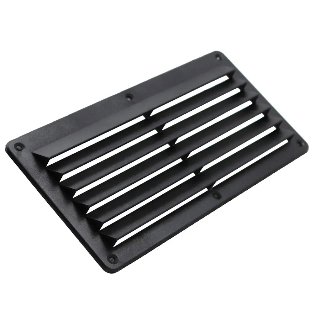 ABS Plastic Stamped Louvered Vent for Marine Boat Yacht Caravan - Rectangular - 26x12.5cm/ 10.24``x 8.5``, Black