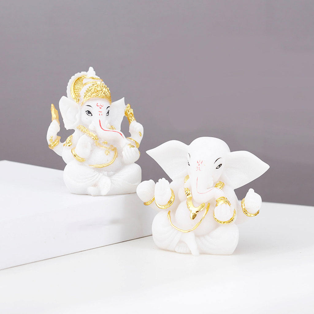 Collectible Lotus Elephant GOD Idol Ganesha Statues Statue Crafts Hindu Buddha Southeast Asian Decor for Temple Office Car Home