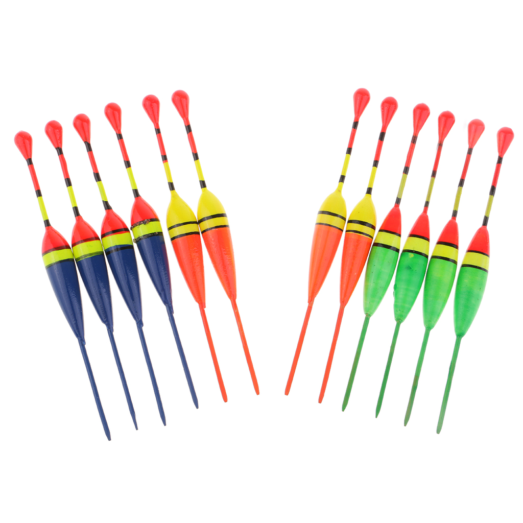 12pcs/pack Fishing Float Bobbers Set Wooden Fishing Buoy Rock Fishing